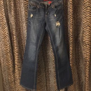 Bedazzled Distressed Flare Jeans